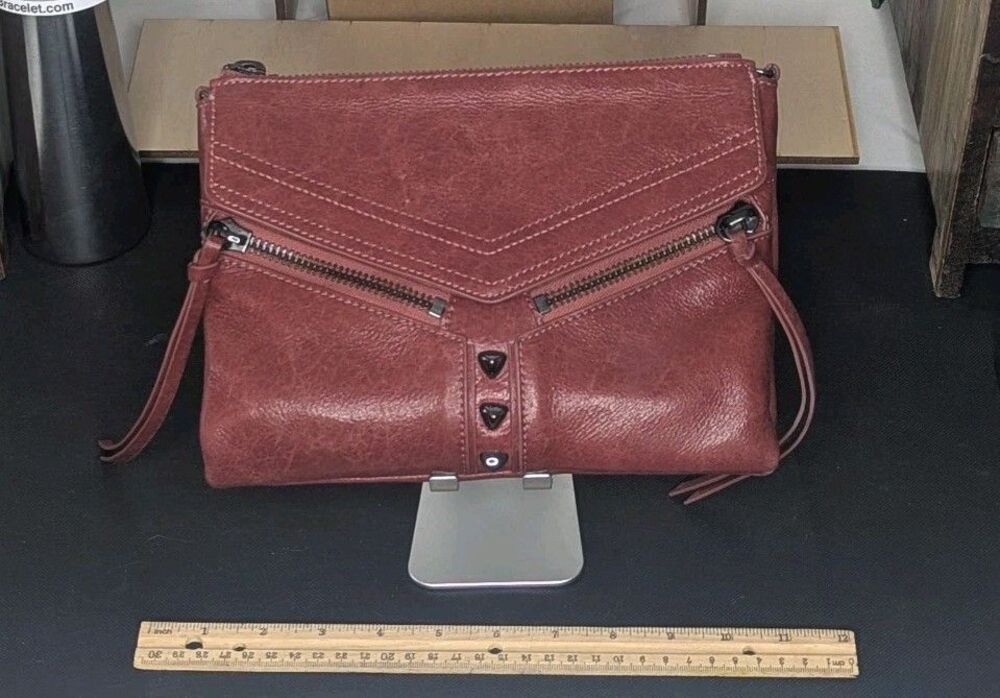Botkier Studded Crossbody Bag - Red With Gunmetal, Adjustable & Removable Strap